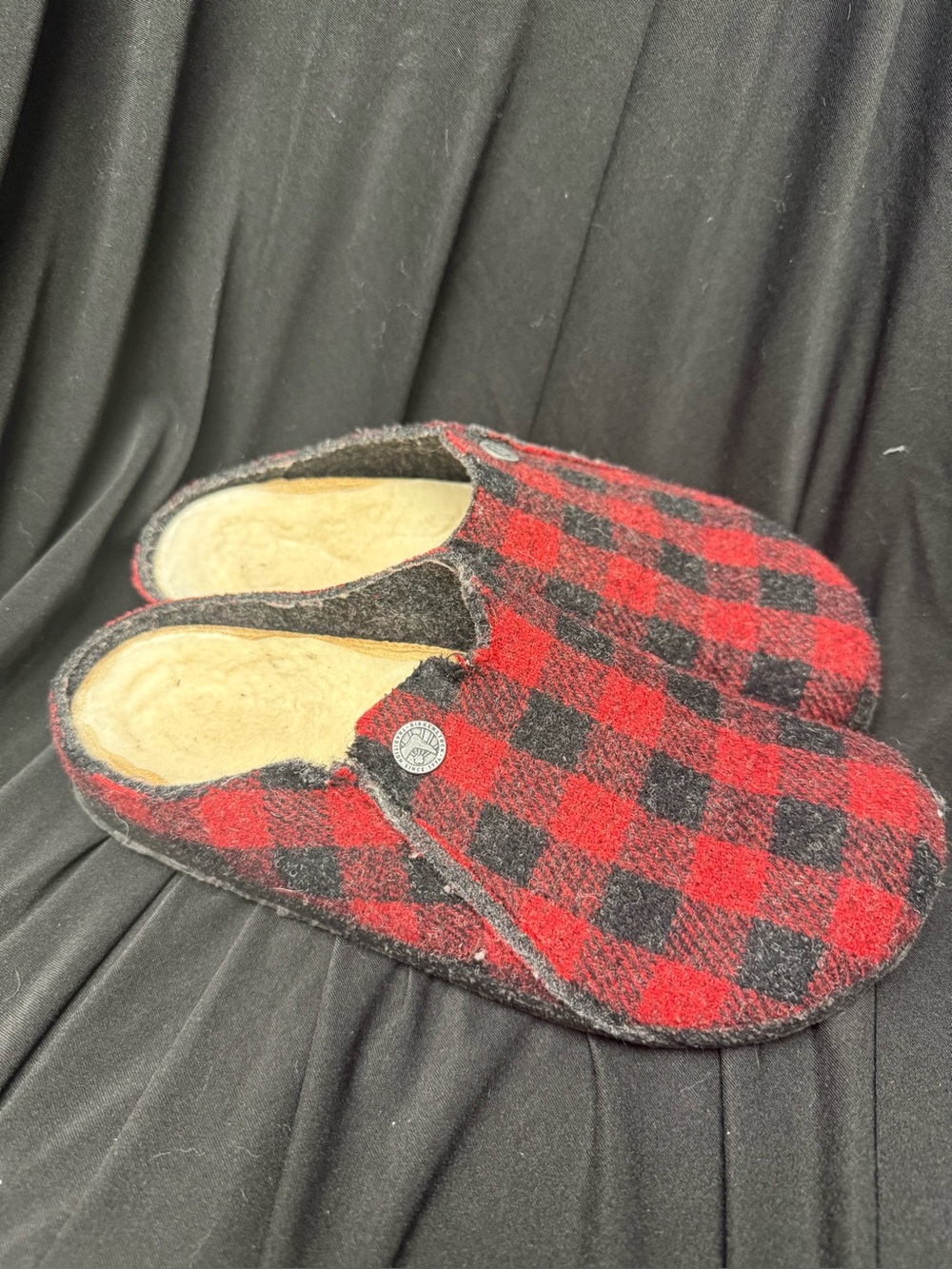 Birkenstock Zermatt Shearling plaid slippers